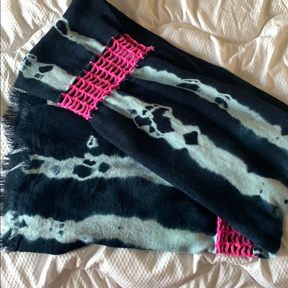 Unique Tie dye blue and neon scarf